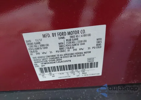 2018 Ford Explorer Xlt z USA, uszkodzony, nr VIN 1FM5K8D87JGA33578